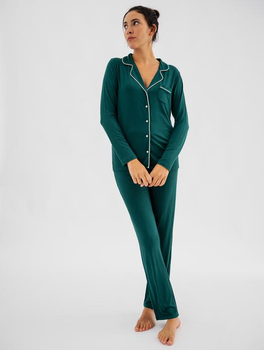 Pyjama boutonné en viscose femme vue2 - GEMO 4G FEMME - GEMO