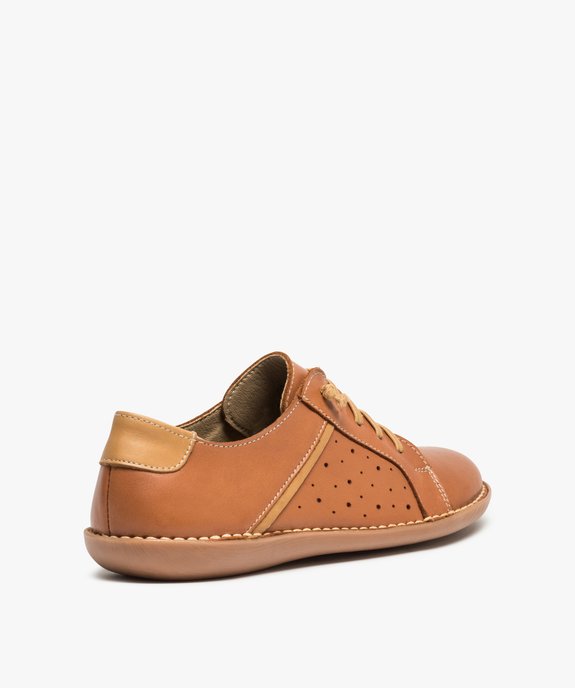 Derbies femme dessus cuir uni à lacet élastiqué - Tanéo vue4 - TANEO - GEMO