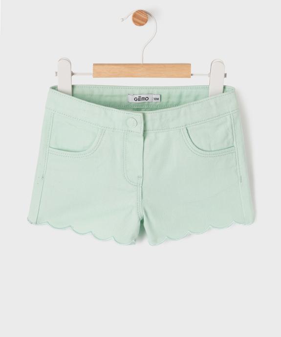 Short en twill avec finitions dentelées bébé fille vue1 - GEMO(BEBE DEBT) - GEMO