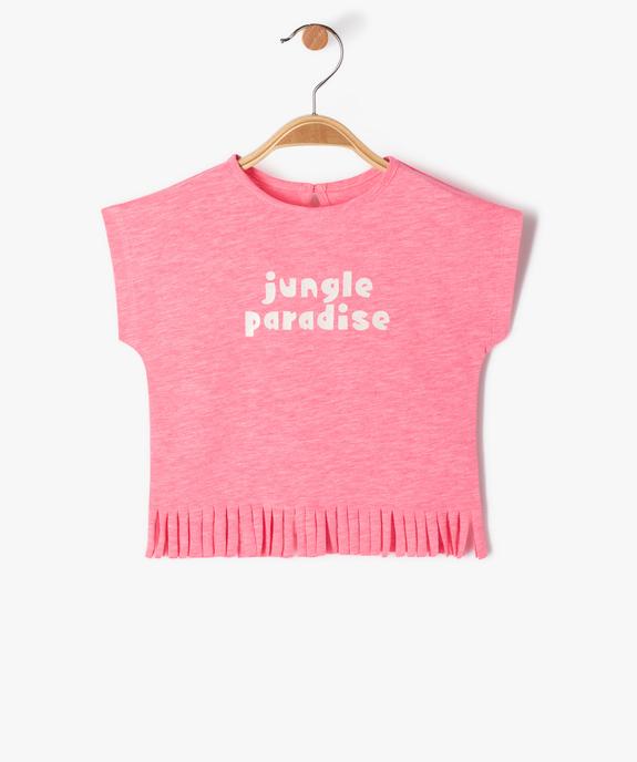 Tee-shirt à franges et manches courtes bébé fille vue1 - GEMO(BEBE DEBT) - GEMO