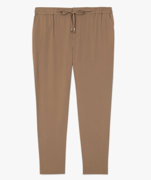 Pantalon femme en toile avec ceinture élastiquée vue4 - GEMO (G TAILLE) - GEMO
