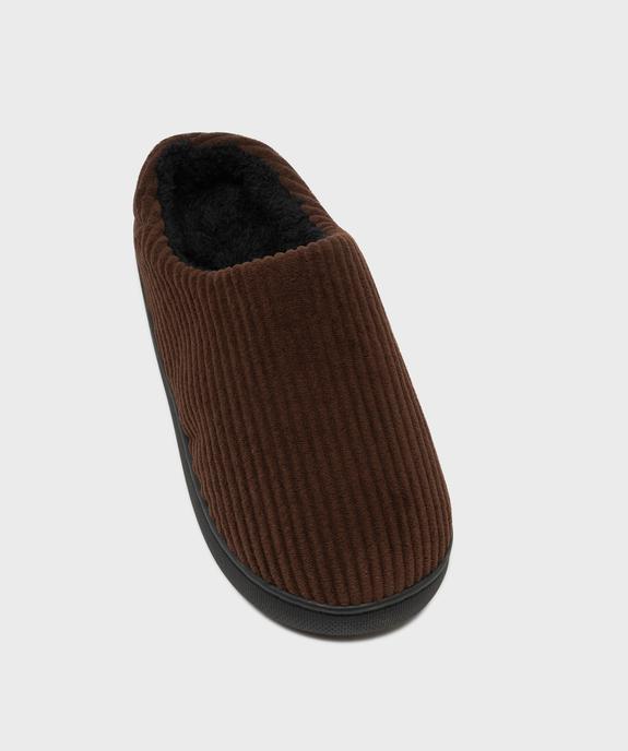 Chaussons mules en velours côtelé à doublure fourrée homme vue5 - GEMO(HOMWR HOM) - GEMO