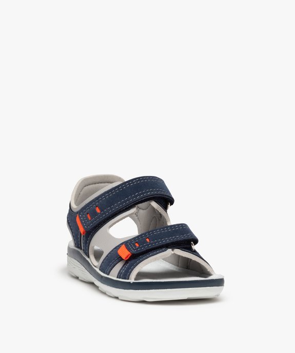 Sandales sport garçon à scratch et surpiqûres contrastantes vue2 - GEMO (ENFANT) - GEMO