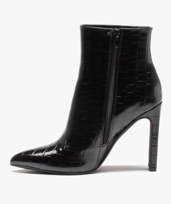 Boots femme unies à talon et bout pointu dessus croco verni vue4 - GEMO(URBAIN) - GEMO
