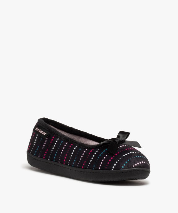 Chaussons femme ballerines en velours à pois - Isotoner vue2 - ISOTONER - GEMO