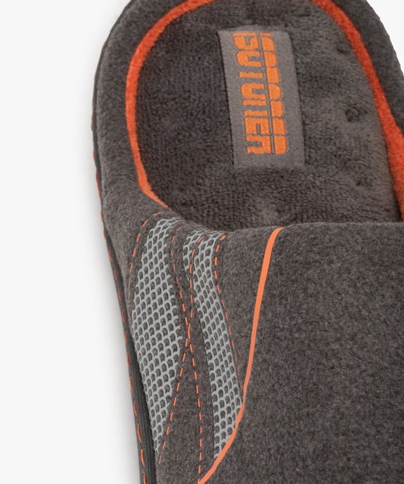 Chaussons homme mules en feutrine détails fluo - Isotoner vue6 - ISOTONER - GEMO
