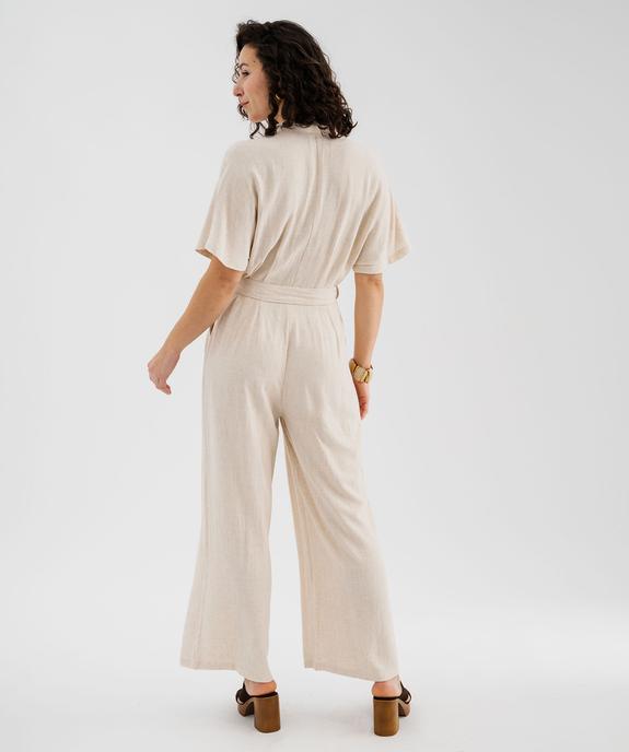 Combinaison pantalon en viscose et lin à haut chemise femme vue4 - GEMO 4G FEMME - GEMO