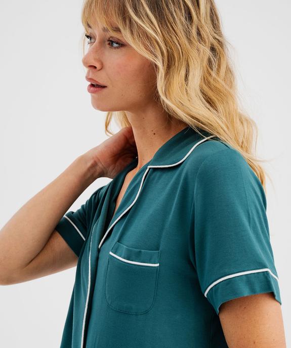 Pyjashort fluide avec haut chemise femme vue2 - GEMO 4G FEMME - GEMO