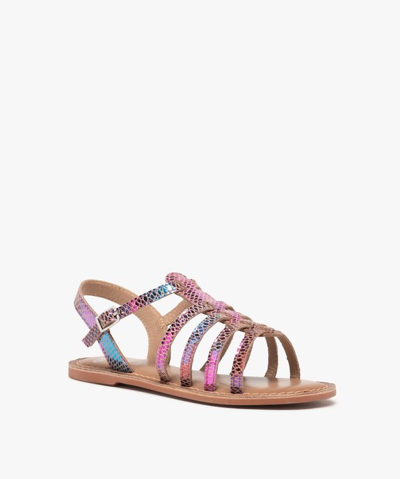 Sandales fille style spartiates multicolores cuir brillant vue2 - GEMO (ENFANT) - GEMO