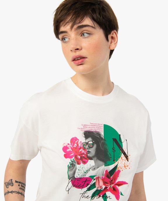 Tee-shirt femme à manches courtes avec motif vue2 - GEMO(FEMME PAP) - GEMO