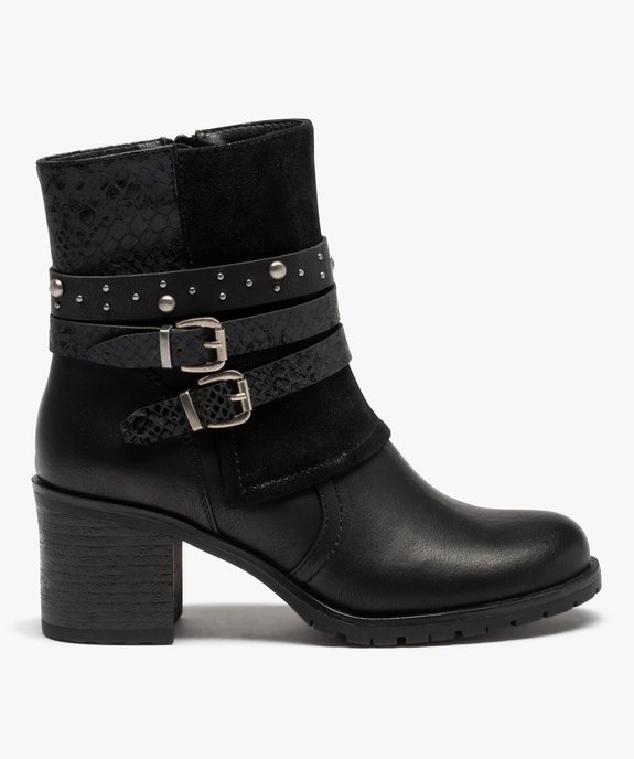 Boots femme à talon large et brides décoratives vue1 - GEMO(URBAIN) - GEMO