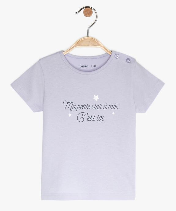 Tee-shirt bébé fille à manches courtes et motif pailleté vue1 - GEMO 4G BEBE - GEMO