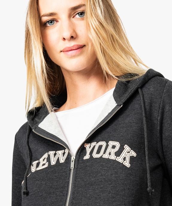 Sweat femme zippé à capuche et motif vue2 - FOLLOW ME - GEMO
