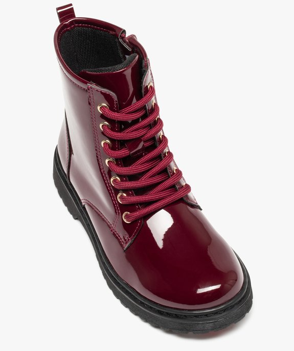 Boots fille vernies à lacets et zip style rangers vue5 - GEMO (ENFANT) - GEMO