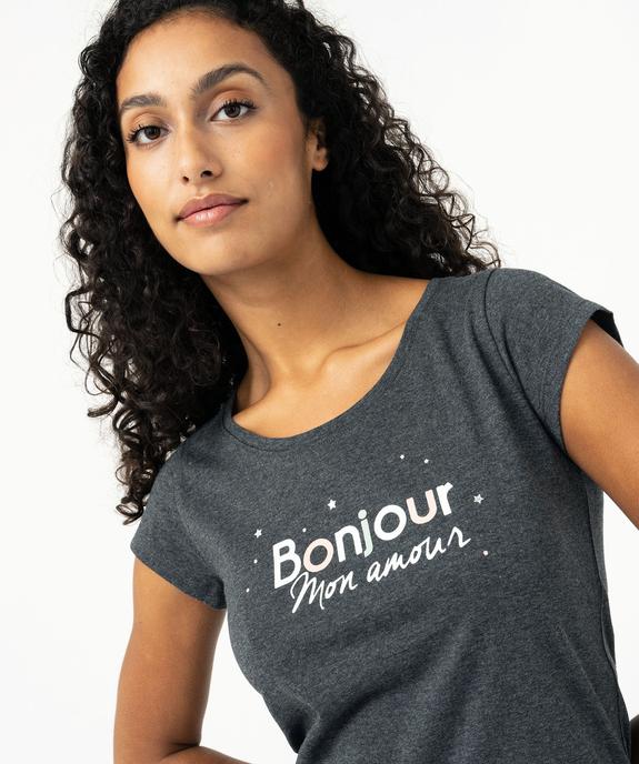 Pyjama bicolore avec message femme vue2 - GEMO 4G FEMME - GEMO