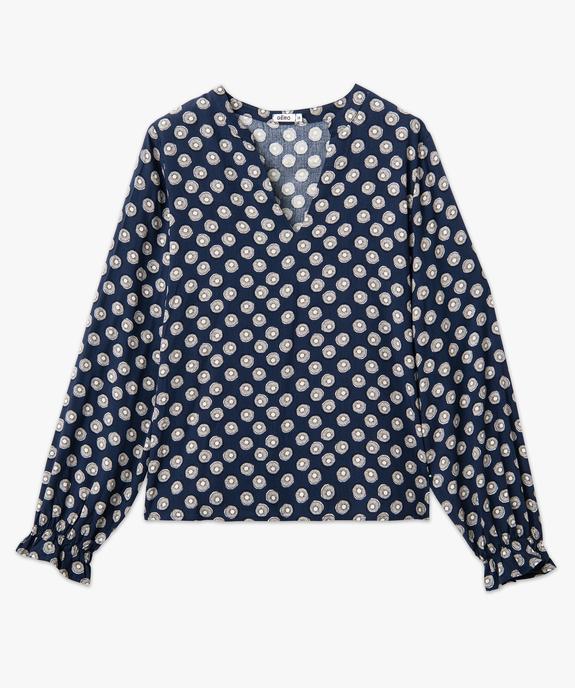 Blouse imprimée à col V et poignets froncés femme vue4 - GEMO 4G FEMME - GEMO