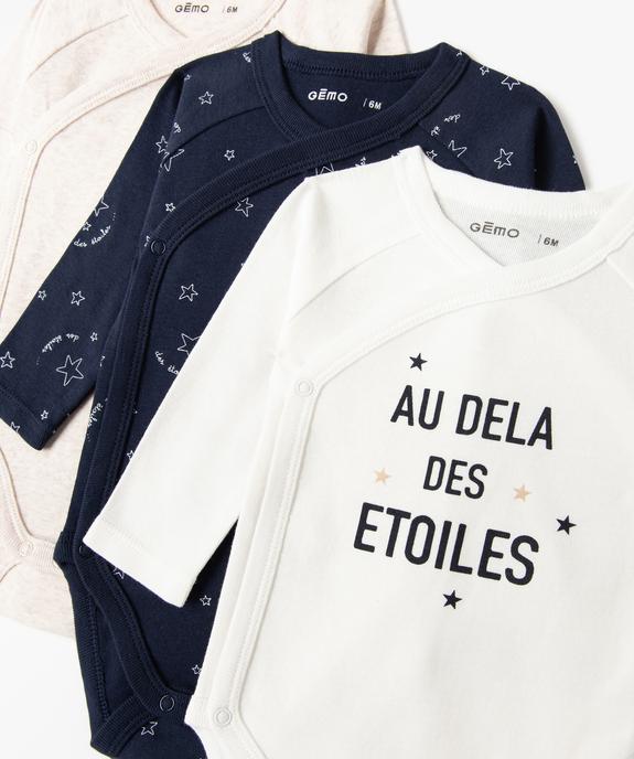 Body croisé à manches courtes en coton biologique bébé (lot de 3) vue2 - GEMO 4G BEBE - GEMO