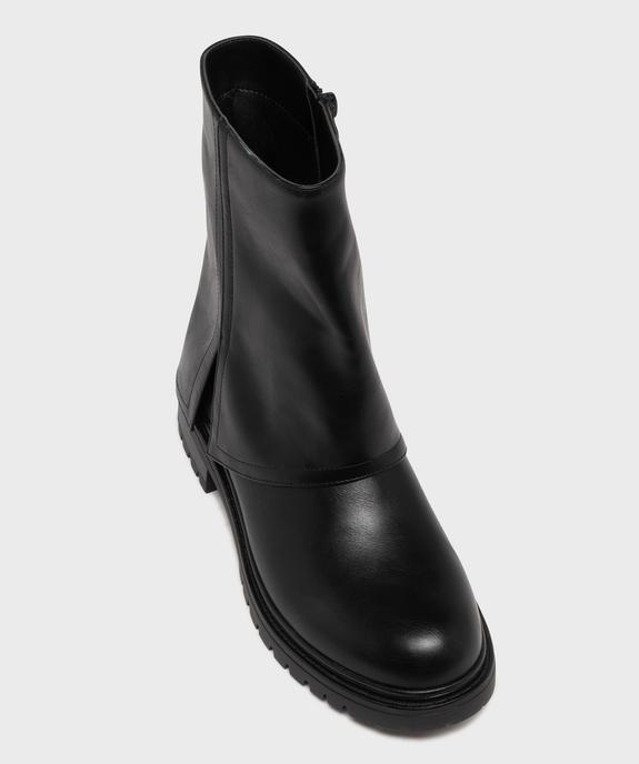 Boots zippées à semelle crantée et tige à revers femme vue5 - 5 MILES - GEMO