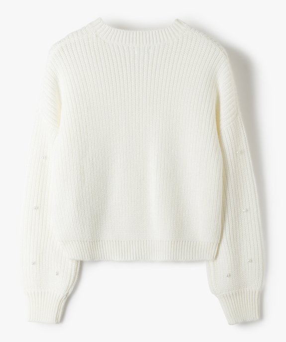Pull fille a grosse maille et perles