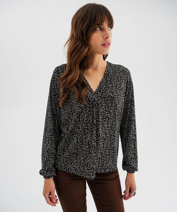 Tee-shirt manches longues imprimé col V fantaisie femme vue3 - GEMO 4G FEMME - GEMO