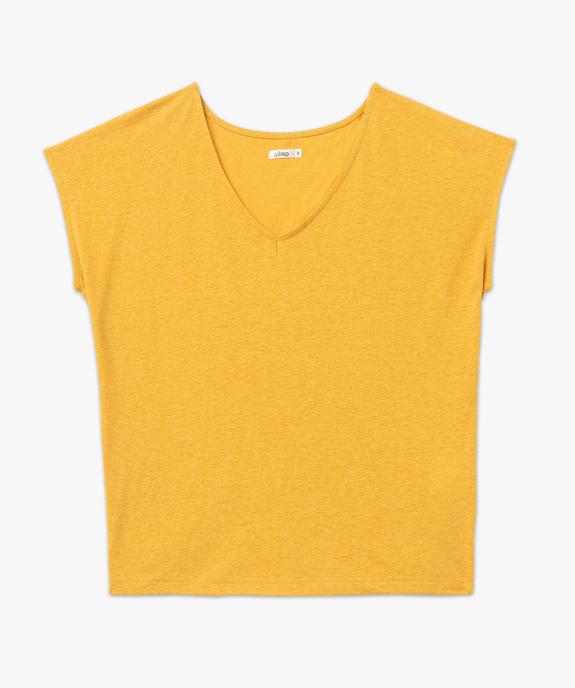 Tee-shirt manches courtes coupe loose en lin femme vue4 - GEMO 4G FEMME - GEMO