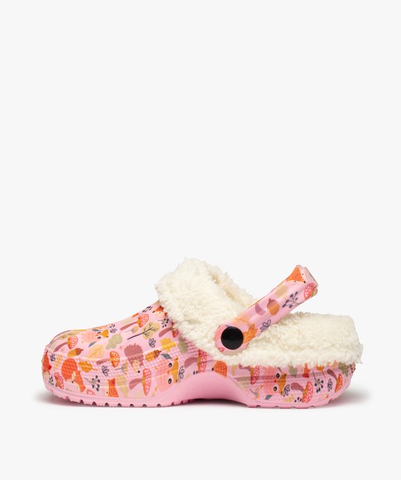 Chaussons fille sabots souples imprimés doublés sherpa vue3 - GEMO (ENFANT) - GEMO