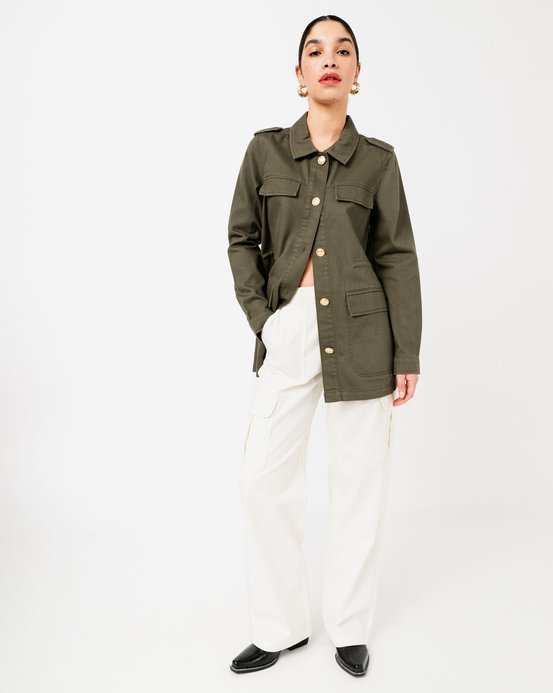 Veste style militaire en twill de coton à taille ajustable femme vue5 - GEMO 4G FEMME - GEMO