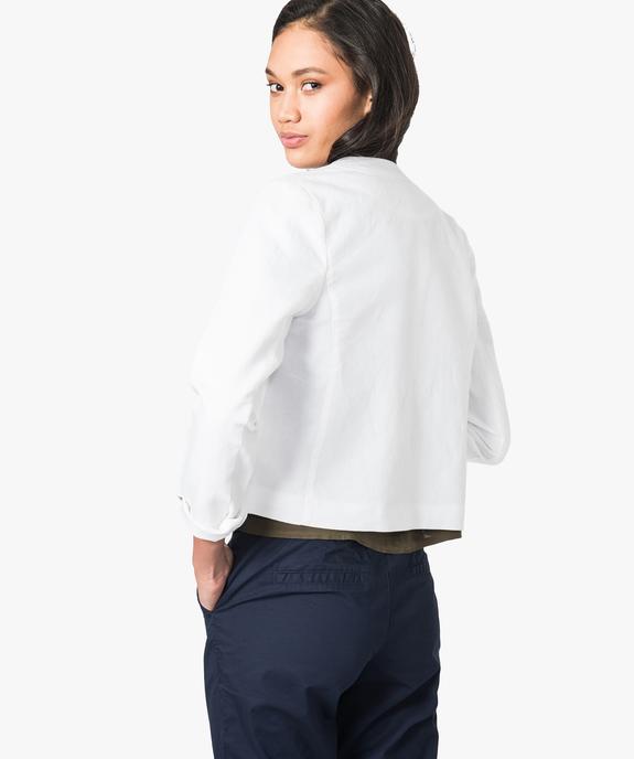 Veste en lin à col rond  vue3 - GEMO(FEMME PAP) - GEMO
