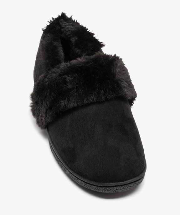Chaussons femme fourrés dessus en suédine unie vue5 - GEMO(HOMWR FEM) - GEMO