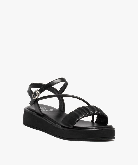 Sandales femme unies à semelle plateforme et bride drapée vue2 - GEMO (CASUAL) - GEMO