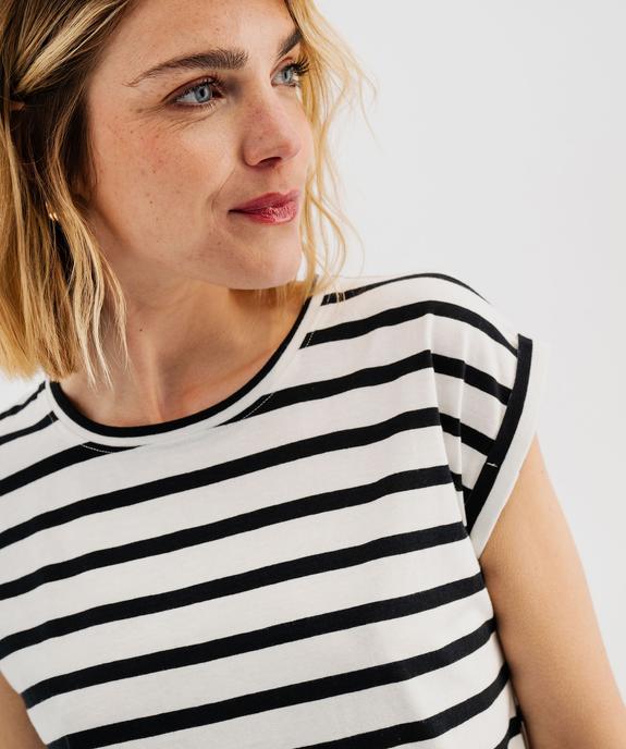 Tee-shirt rayé à manches ultra courtes femme vue9 - GEMO 4G FEMME - GEMO