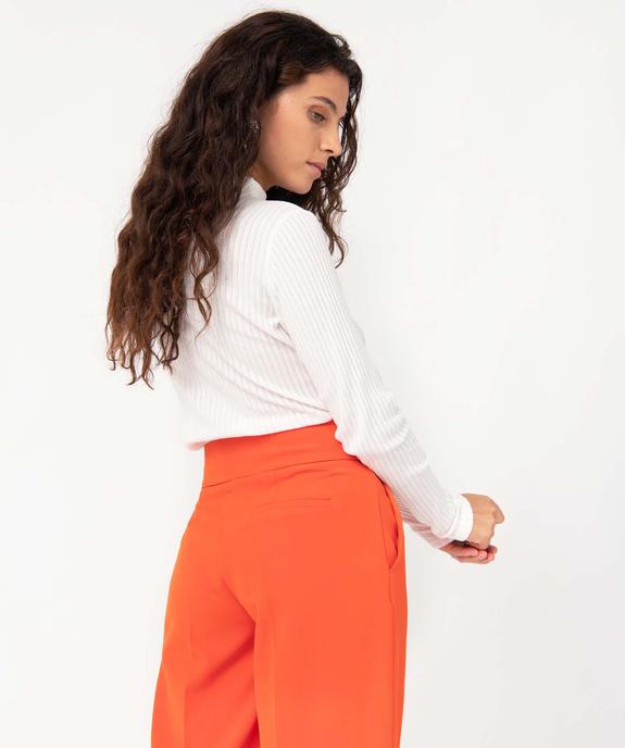 Tee-shirt femme à manches longues en maille côtelée ajourée vue3 - GEMO(FEMME PAP) - GEMO