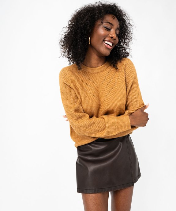 Pull en maille ajourée sur le décolleté femme vue1 - GEMO(FEMME PAP) - GEMO