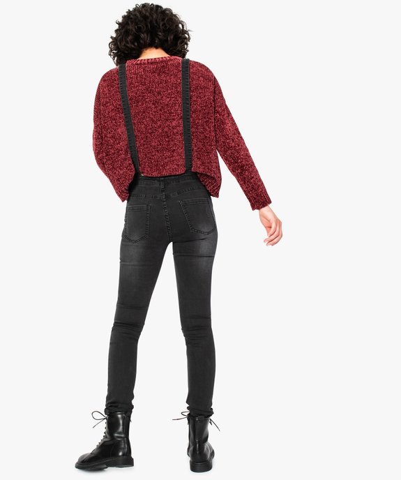 Salopette femme en jean stretch coupe slim effet usé vue3 - FOLLOW ME - GEMO