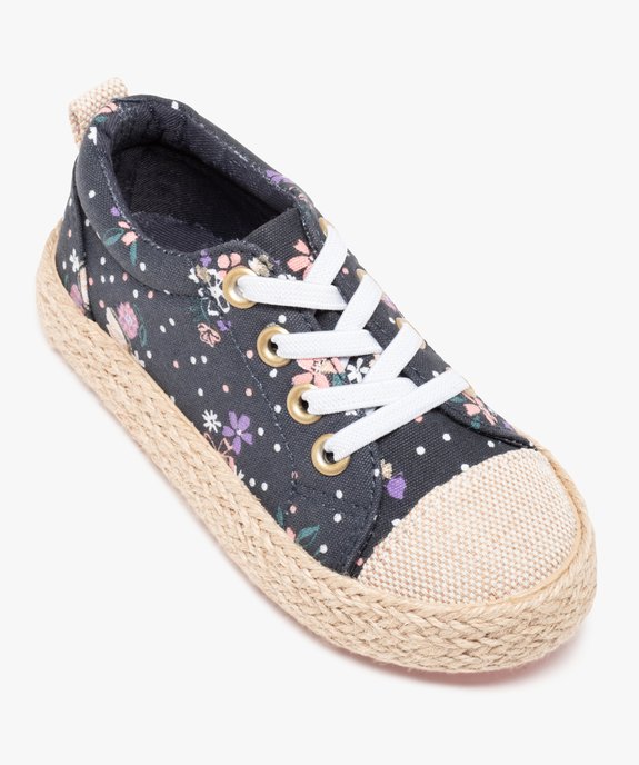 Baskets fille en toile à lacets élastiques et semelle cordelette vue5 - GEMO 4G FILLE - GEMO