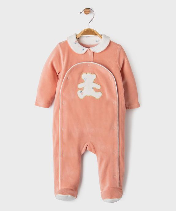 Pyjama en velours ouverture devant bébé fille - LuluCastagnette vue1 - LULU CASTAGNETTE GEMO FOR GOOD - GEMO