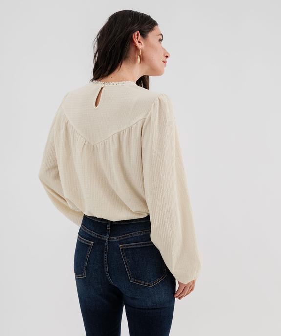 Blouse ample et extensible avec plastron brodé femme vue3 - GEMO 4G FEMME - GEMO