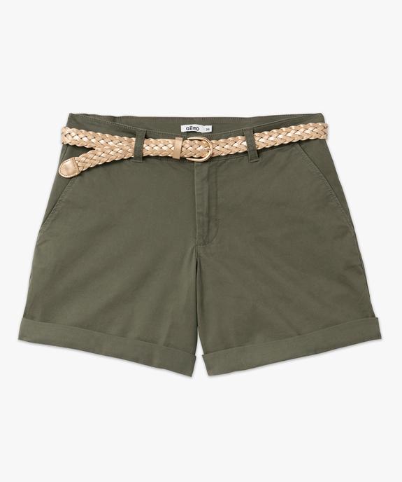 Short chino en stretch avec ceinture tressée dorée femme vue4 - GEMO 4G FEMME - GEMO