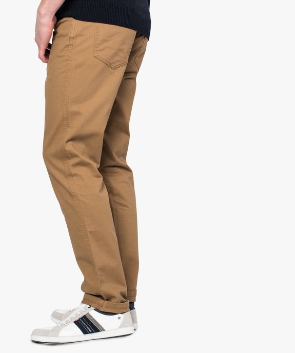 Pantalon homme 5 poches coupe regular en toile unie vue3 - GEMO (HOMME) - GEMO