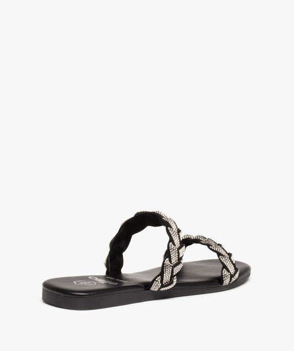 Mules femme à talon plat et brides strass tressées vue4 - GEMO (CASUAL) - GEMO