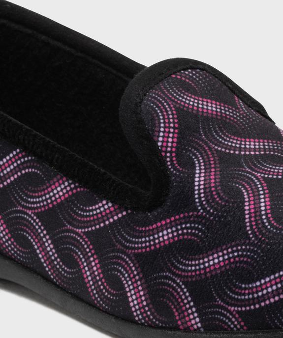 Chaussons pantoufles en velours ras imprimé femme vue6 - G'FLEX - GEMO