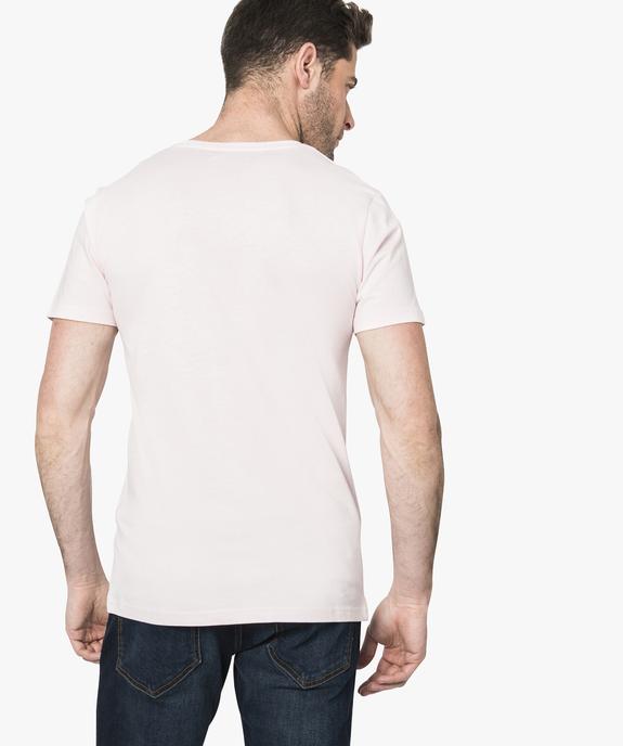 Tee-shirt uni à manches courtes et imprimé coloré vue3 - GEMO (HOMME) - GEMO
