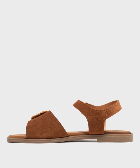 Sandales en cuir suédé à boucle fantaisie femme - Tanéo vue2 - TANEO - GEMO