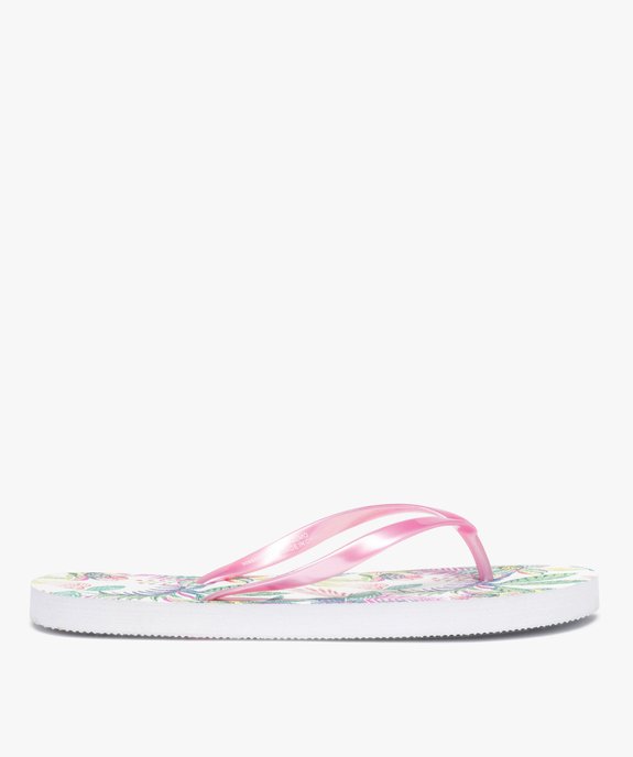 Tongs femme à fines brides et semelle imprimée fleurs vue2 - GEMO (PLAGE) - GEMO