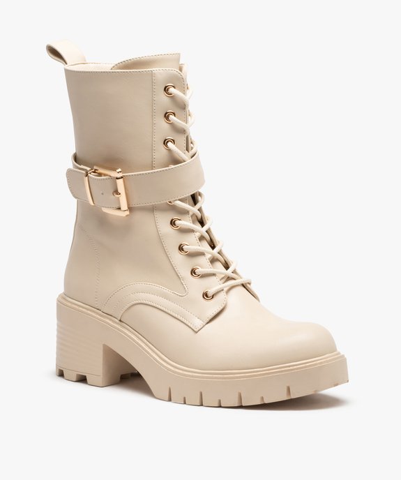 Bottines femme unies à semelle crantée et bride à boucle vue2 - GEMO(URBAIN) - GEMO