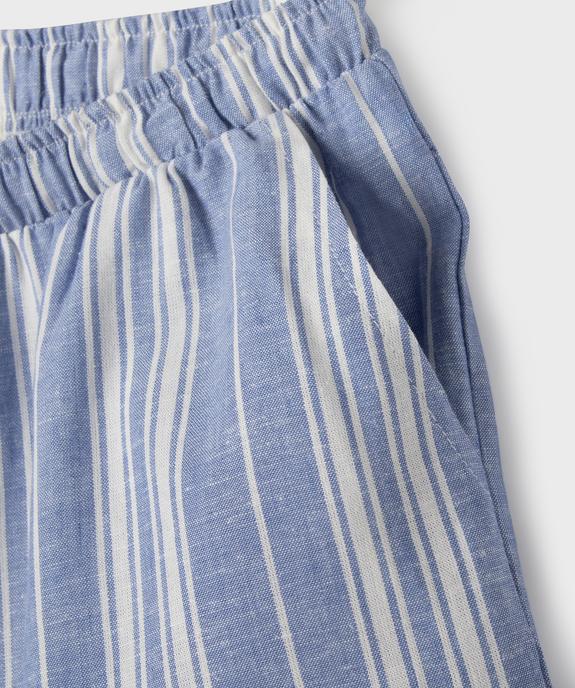 Short large en viscose et lin taille ajustable fille vue2 - GEMO 4G FILLE - GEMO