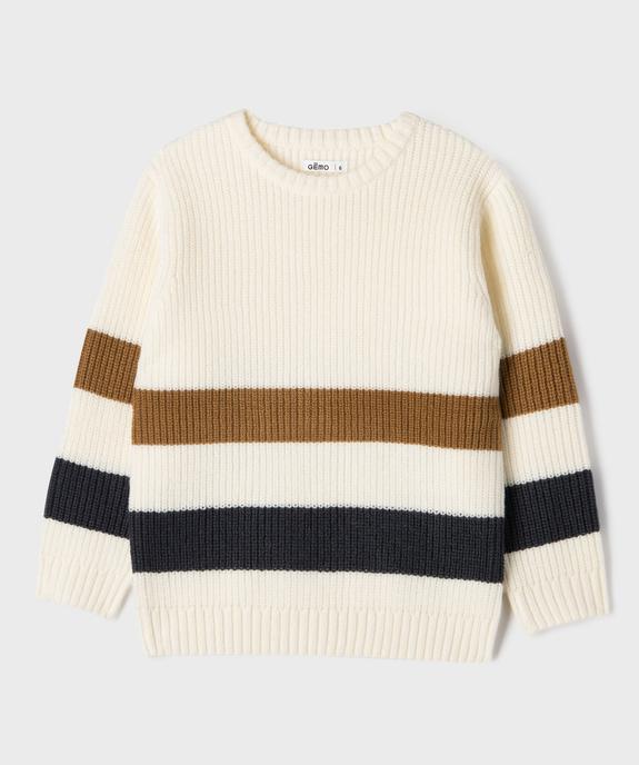 Pull rayé en grosse maille garçon vue2 - GEMO (ENFANT) - GEMO