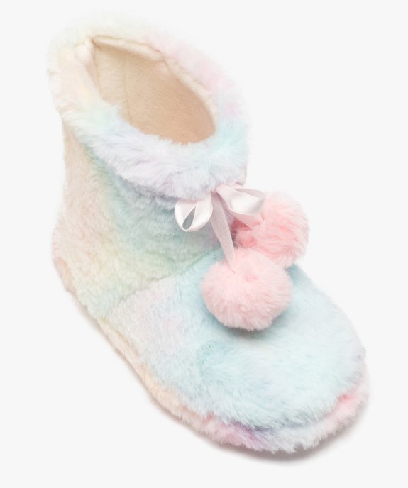 Chaussons fille boots en matière peluche arc-en-ciel vue5 - GEMO 4G FILLE - GEMO