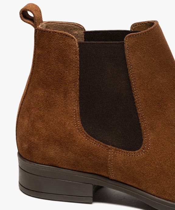 Boots femme à talon plat unis en cuir style Chelsea vue6 - VALENTINA BALDA - GEMO