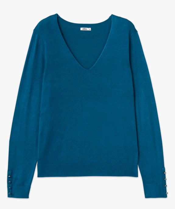 Pull en maille fine à col V et boutons fantaisie femme vue4 - GEMO 4G FEMME - GEMO